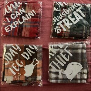 4 Pack Plaid Holiday Christmas and Thanksgiving Dog Scarf Set